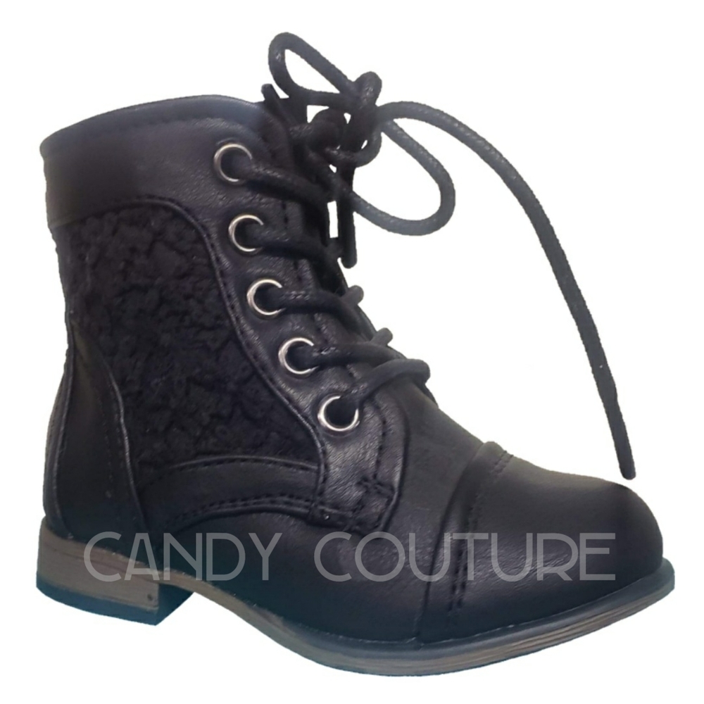 Black toddler lace booties